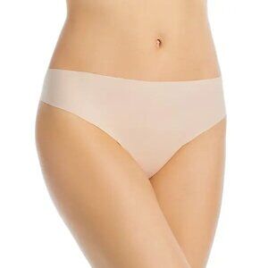 12$ Aqua Intimates Microfiber Soft Stretch Thong Women's Size L Med Beige